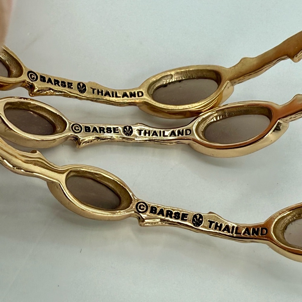 NWT Studio Barse Smoky Quartz Bangles – Set of 3 – Gold Tone – Size 8 - Picture 11 of 14